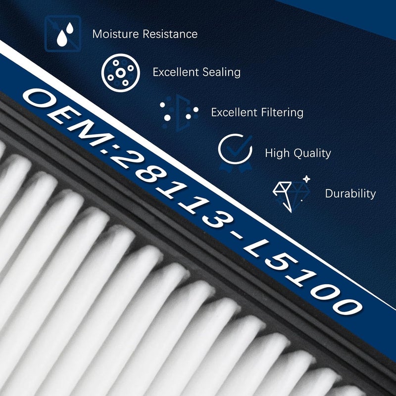VINMS 28113-L5100 Engine Air Filter for 2020-2023 Hyundai Santa Fe Hybrid,Sonata Hybrid,Tucson Hybrid,Kia Sorento Sportage(Hybrid Only) - Image 4